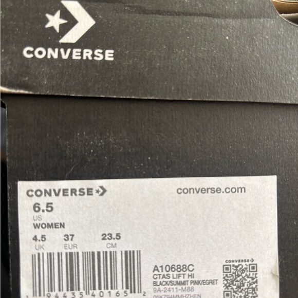 Converse Black and Pink High-Top Sneakers Size 6.5 NWT - Picture 4 of 4